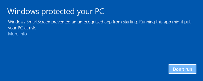 SmartScreen warning (Windows 10)
